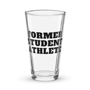Shaker pint glass Former-Student-Athlete-Line-1(Alfa)-in-Black-Letters