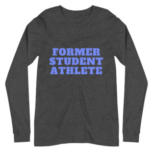 Unisex Long Sleeve Tee Former-Student-Athlete-Line-1(Alfa)-in-Royal-Blue-Letters