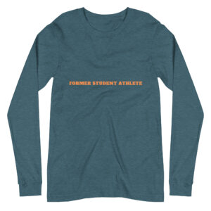 Unisex Long Sleeve Tee Former-Student-Athlete-Line-2(Alfa)-in-Orange-Letters