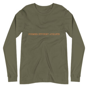Unisex Long Sleeve Tee Former-Student-Athlete-Line-2(Lumios)-in-Orange-Letters