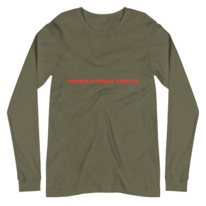 Unisex Long Sleeve Tee Former-Student-Athlete-Line-2(Alfa)-in-Red-Letters