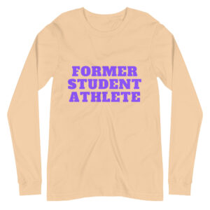 Unisex Long Sleeve Tee Former-Student-Athlete-Line-1(Alfa)-in-Purple-Letters
