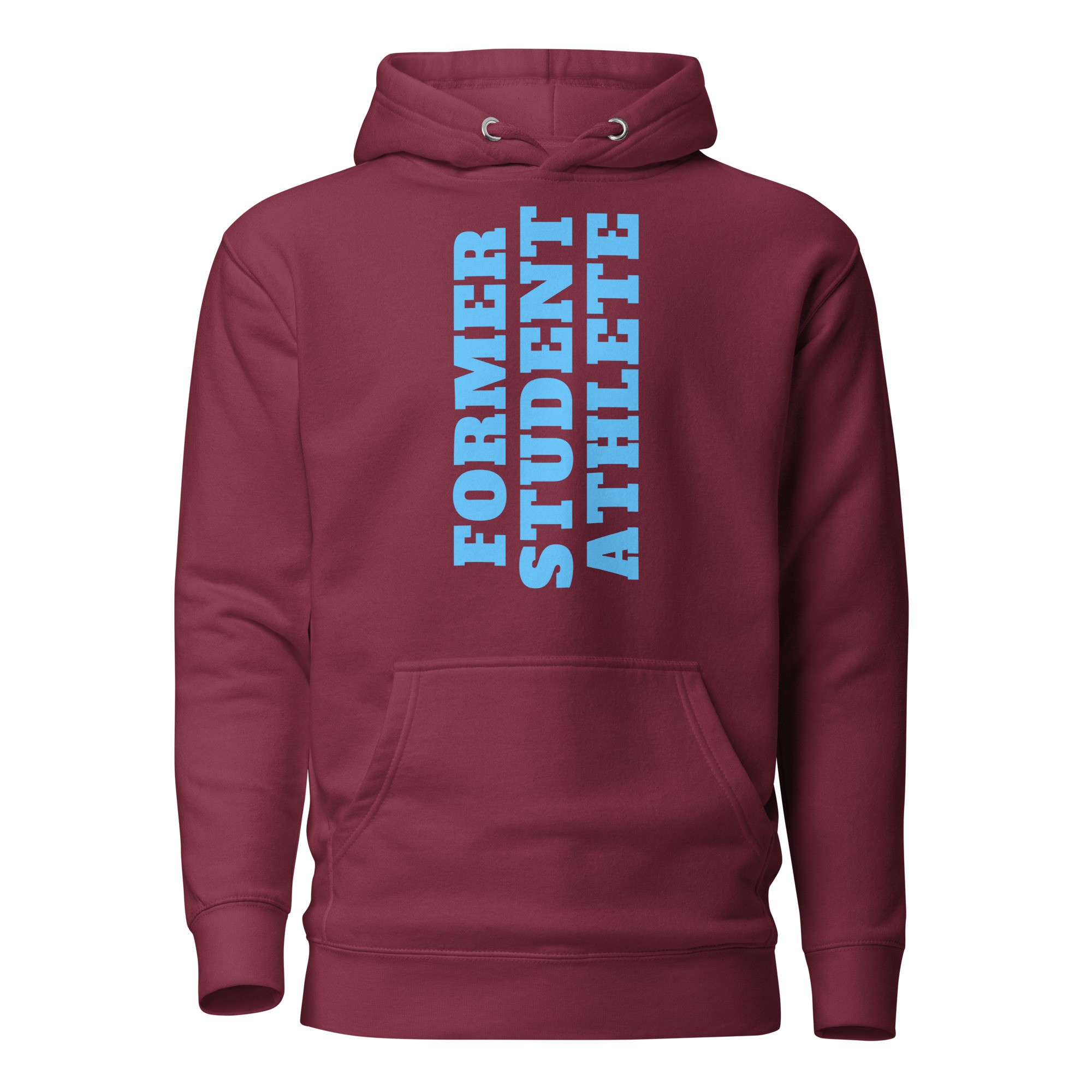 Unisex Hoodie Former-Student-Athlete-Vertical(Alfa)-in-Light-Blue-Letters - Image 3