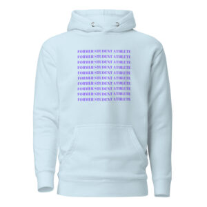 Unisex Hoodie Former-Student-Athlete-Multi--(Abril)-in-Purple-Letters