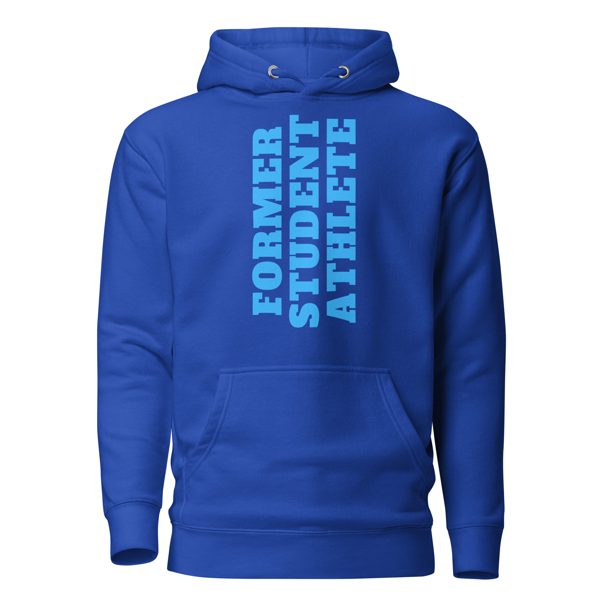 Unisex Hoodie Former-Student-Athlete-Vertical(Alfa)-in-Light-Blue-Letters - Image 5