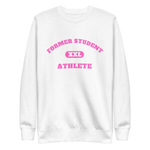 Unisex Premium Sweatshirt Former-Student-Athlete-XXL(Alfa)-in-Pink-Letters