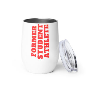 Wine tumbler Former-Student-Athlete-Vertical(Alfa)-in-Red-Letters.