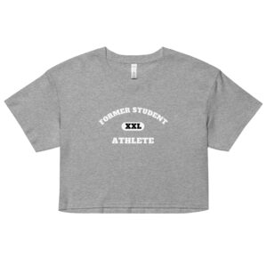 Women’s crop top Former-Student-Athlete-XXL(Alfa)-in-White-Letters