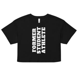 Women’s crop top Former-Student-Athlete-Vertical(Alfa)-in-White-Letters
