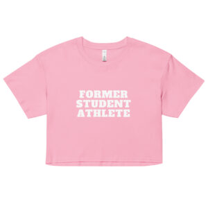 Women’s crop top Former-Student-Athlete-Line-1(Alfa)-in-White-Letters