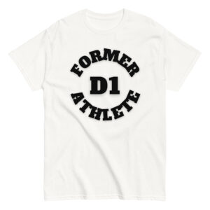 Unisex classic tee Former-D1-Athlete-(Alpha)-Circle-in-Black-Letters