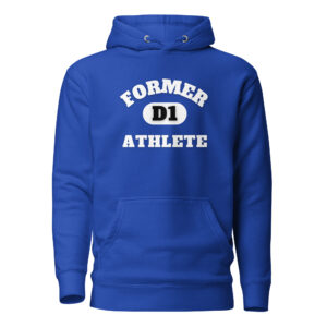 Unisex Hoodie Former-D1-Athlete-(Alpha)D1-in-White-Letters