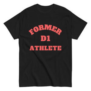 Unisex classic tee Former-D1-Athlete-(Alpha)-in-Red-Letters