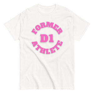 Unisex classic tee Former-D1-Athlete-(Alpha)-Circle-in-Pink-Letters