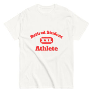 Unisex classic tee Retired-Student-Athlete-XXL-(Alfa)-in-Red-Letters