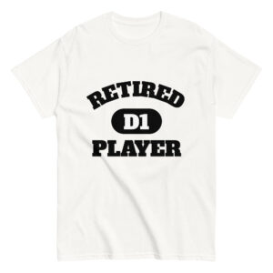 Unisex classic tee Retired-D1-Player-(Alfa)-in-Black-Letters