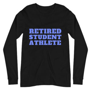 Unisex Long Sleeve Tee Retired-Student-Athlete-(Alfa)-in-Royal-Blue-Letters