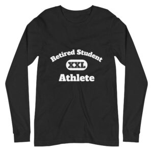 Unisex Long Sleeve Tee Retired-Student-Athlete-XXL-(Alfa)-in-White-Letters
