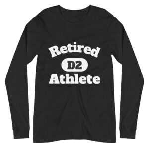 Unisex Long Sleeve Tee Retired-D2-Athlete-(Alfa)-in-White Letters