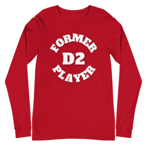Unisex Long Sleeve Tee Former-D2-Player-(Alpha)-Circle-in--White-Letters
