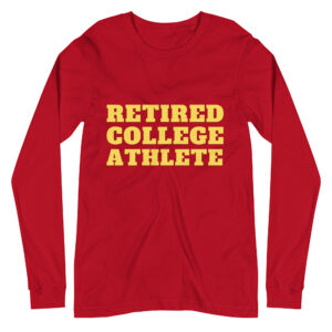 Unisex Long Sleeve Tee Retired-Student-Athlete-(Alfa)-in-Yellow-Letters