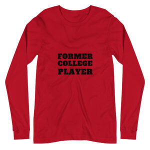 Unisex Long Sleeve Tee Former-College-Player-(Alpha)-Traditional-in-Black-Letters
