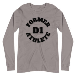 Unisex Long Sleeve Tee Former-D1-Athlete-(Alpha)-Circle-in-Black-Letters