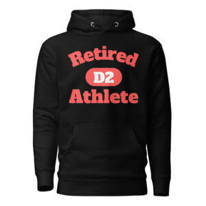Unisex Hoodie Retired-D2-Athlete-(Alfa)-in-Red-Letters