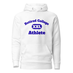 Unisex Hoodie Retired-College-Athlete-XXL-(Alfa)-in-Deep-Blue-Letters