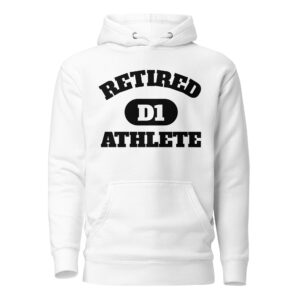 Unisex Hoodie Retired-D1-Athlete-(Alfa)-in-Black-Letters