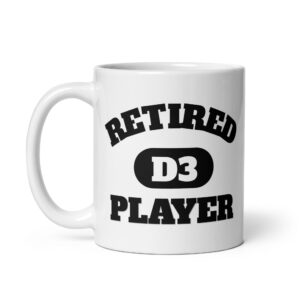 White glossy mug Retired-D3-Player-(Alfa)-in-Black-Letters